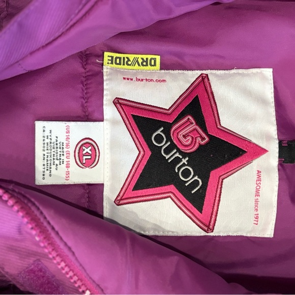 BURTON DRI-RIDE Ski/Snowboard Jacket GIRLS XL (14-16) pink/purple and gray - Picture 3 of 4